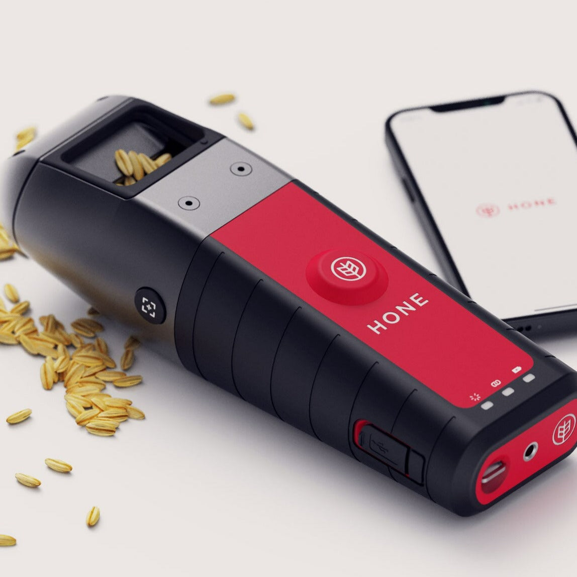 Hone Lab Red scanning grain, with mobile app used to view results.